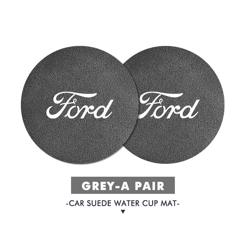 LLKF5 For Ford 2PCS Car Suede Coaster Water Cup Holder Anti-slip Pad Mat Auto Accessories Mk2 Mk3 Ranger Mondeo Mk4 S-MAX Kuga Mustang