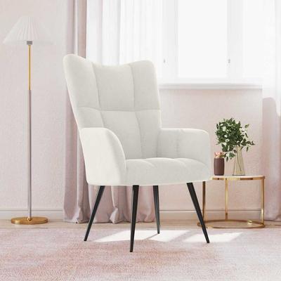 Vidaxl Armchair, Cream, Upholstered In Velvet