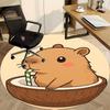 1pc Coconut Capybara Carpet for Office Non Slip, Round Carpet, Soft & Comfortable, Carpet for Office, Lightweight Round Floor Mat