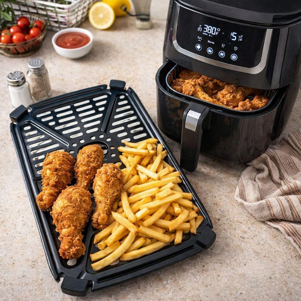 Kwadratowa Taca Grillowa do Frytkownicy Powietrznej Nieprzywierająca Taca do Frytkownicy Powietrznej Wkład do Frytkownicy Powietrznej Frytkownica Powietrzna z Podwójnym Koszem