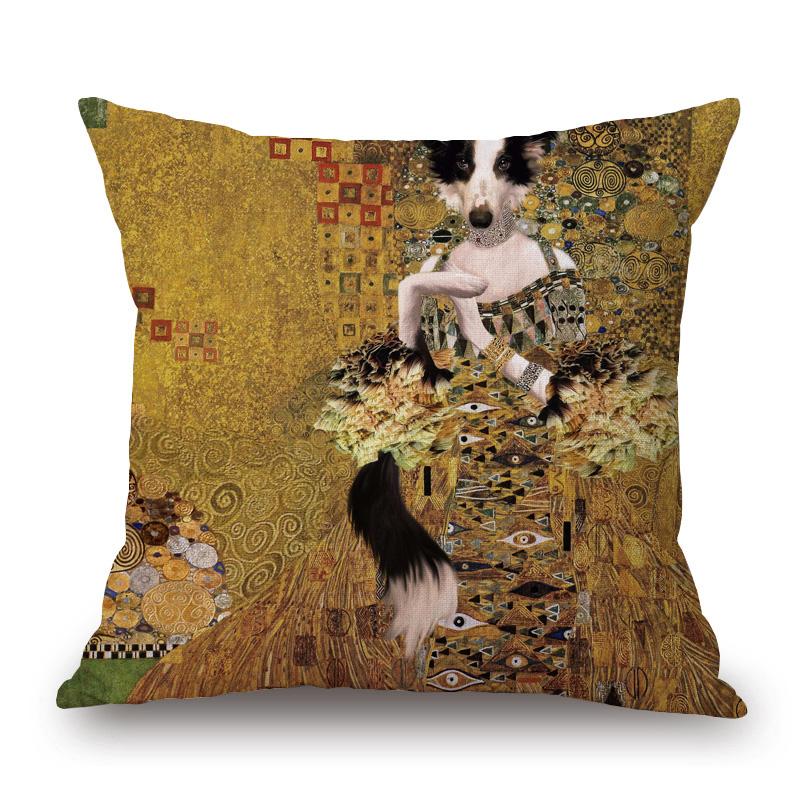 Lovely Cute Cartoon Klimt Style Cat Cushion Cover Bedroom Decorative Sofa Throw Pillow Case