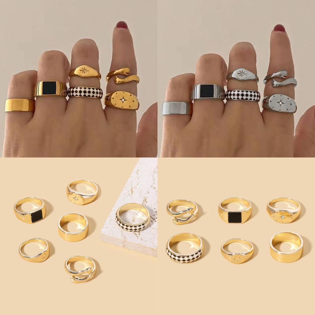Alloy Ring Set With Eightpointed Star Design For Womens Fashion Jewelry