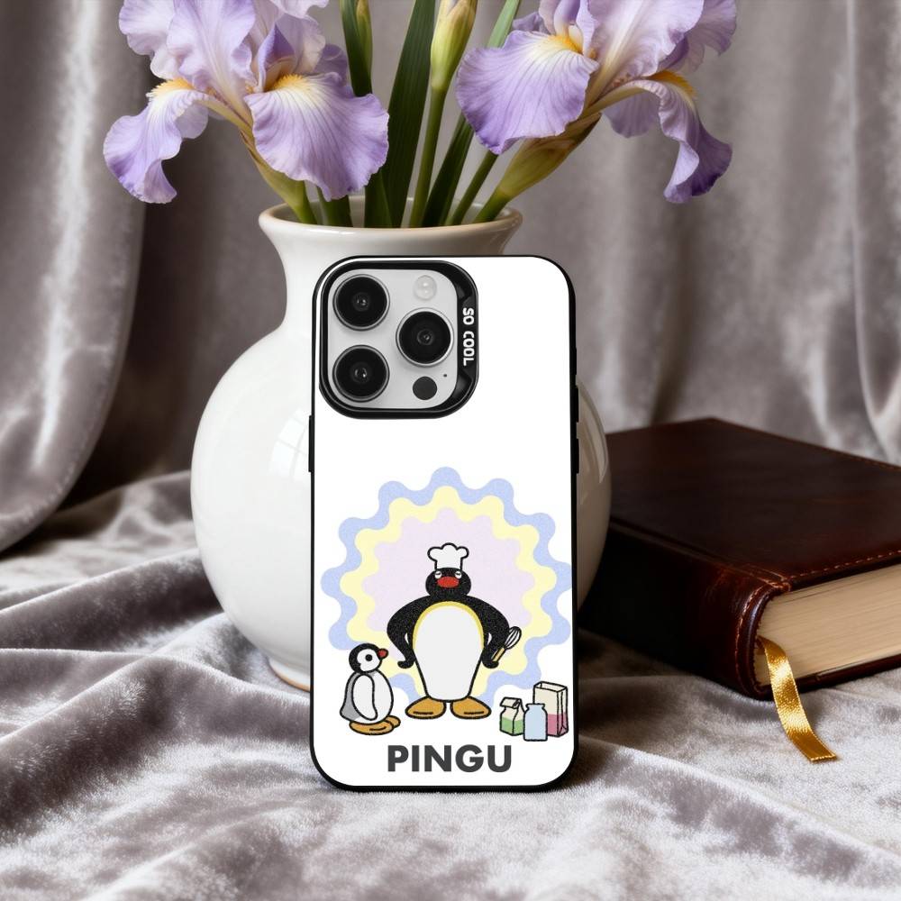 

Cute P-Pingu-ES Penguin Phone Case For iPhone17,16,15,14,13,12,11 Plus,Pro Max Black Candy silver phone case iPhone12PROMAX