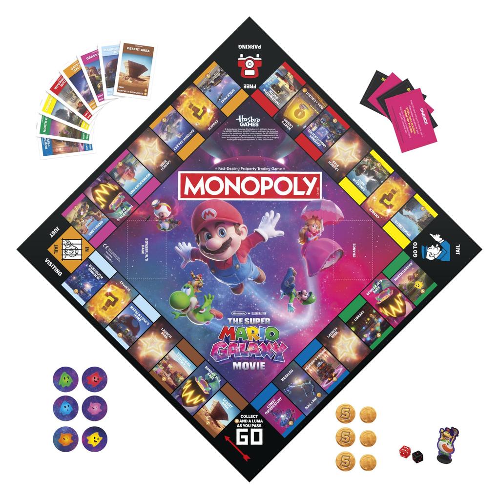 Hasbro Monopoly Board Game, Classic Game, Super Mario, The Super Mario Galaxy Movie, Ages 8+, 2-6 Players, Family Game, Kids To Adults, Toy, Gift, G26