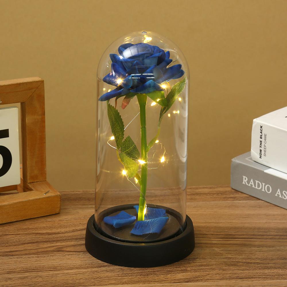 Artificial Flowers LED Red Rose Creative Valentine's Day Mother's Day Gift Rose Light Foil Flower In Cover with Stand Light