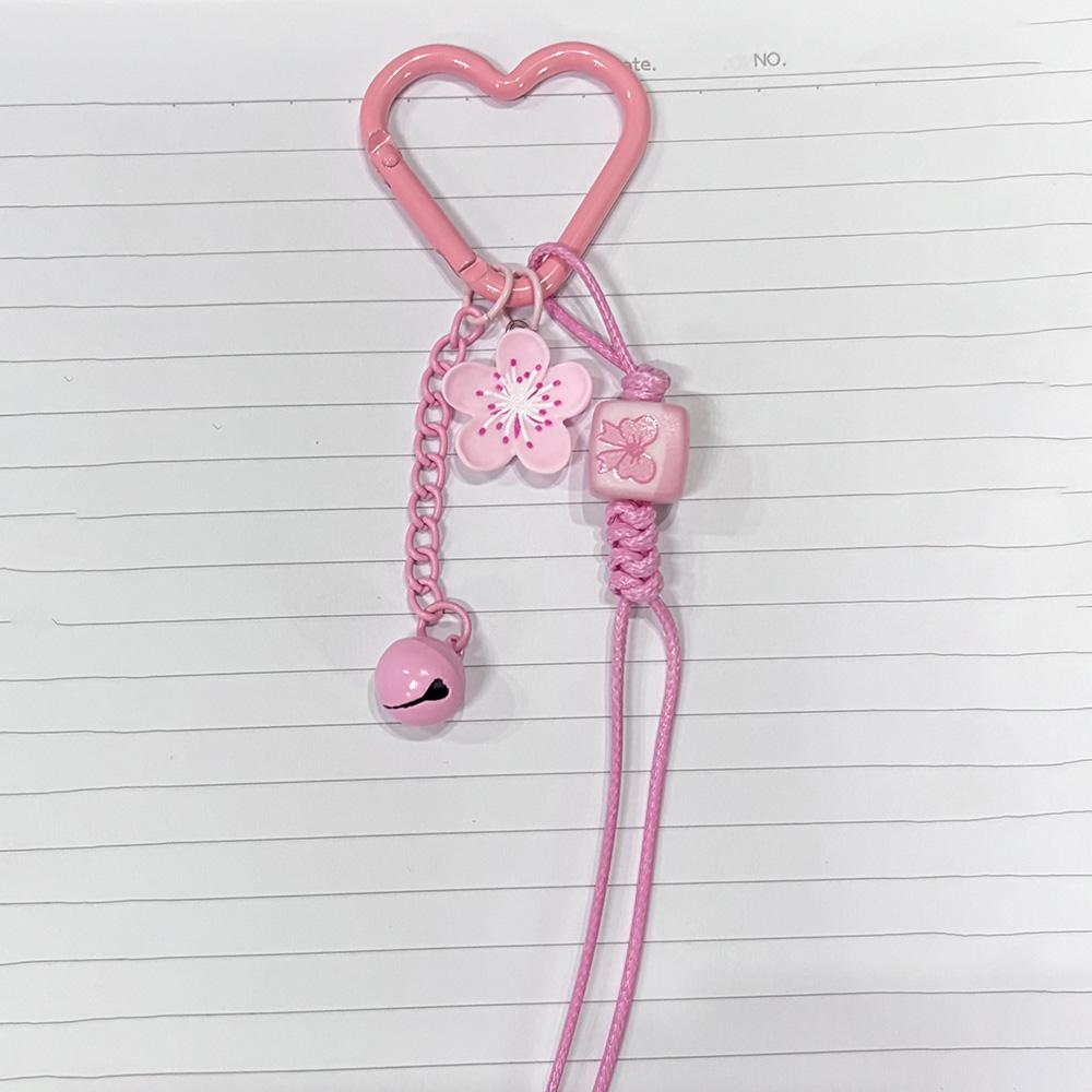 Cute Cherry Blossoms Pendant Creativity Shape Beaded Woven Rope Small Bell Design Bag Hanging Piece Gift A227 Bag Charm
