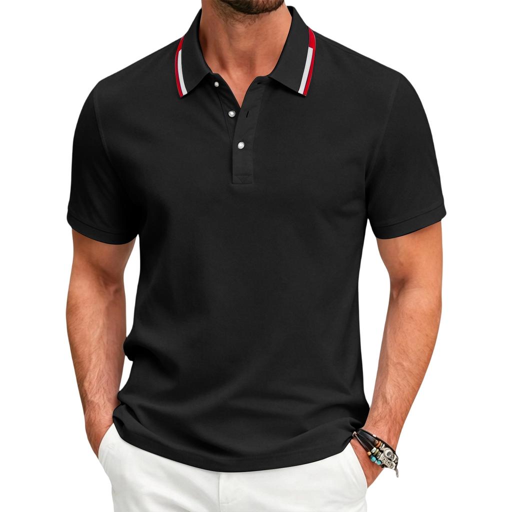 Men's Short Sleeve Polo Shirt Breathable Quick Dry Sports Casual Collared Polo Shirt for Summer Outdoor Activities
