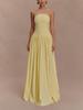 2025 Summer Women's Solid Sleeveless Backless Maxi Dress - Slimming Shirred Bandeau Style, New European & American Pleated Design.