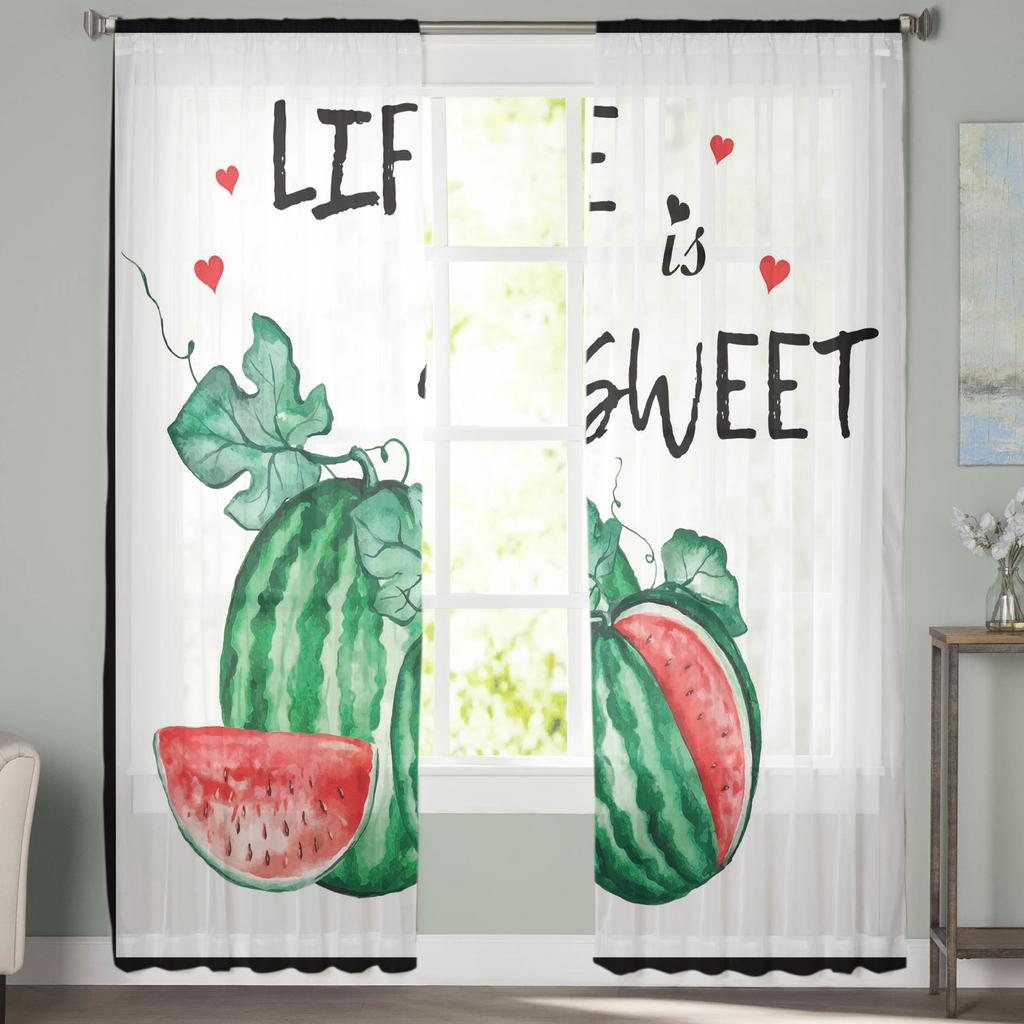 Wassermelone Frucht Liebe Fensterbehandlung Tüll Modern Transparente Vorhänge für Küche Wohnzimmer Schlafzimmer Vorhänge Dekoration