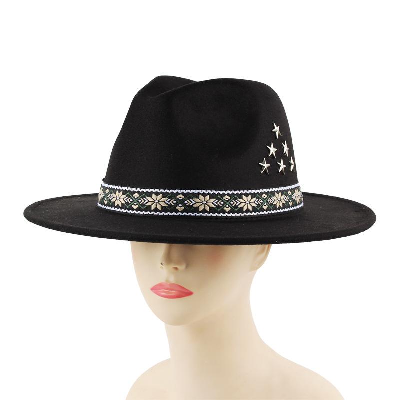 Autumn and winter new products, European and American ethnic style jazz hat, gentleman's black top hat, imitation felt hat, men's and women's hats