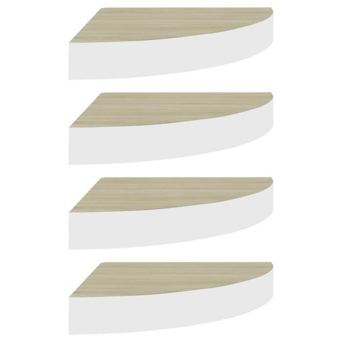 VidaXL Wall Corner Shelves 4 Pcs Oak and White 25x25x3.8 Cm MDF