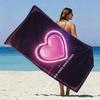 Neon Heart Glowing Beach Towel Patterned Sunscreen And Windproof Suitable For Swimming Pool Camping Travel Blanket