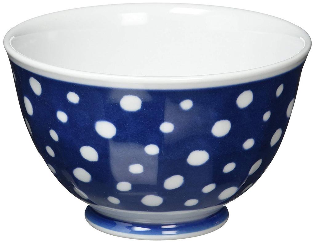 Nishikai Toki Hasami Ware Lightweight Mini Rice Bowl Indigo Circle 13305 Set, Pattern, 13.5cm Diameter,