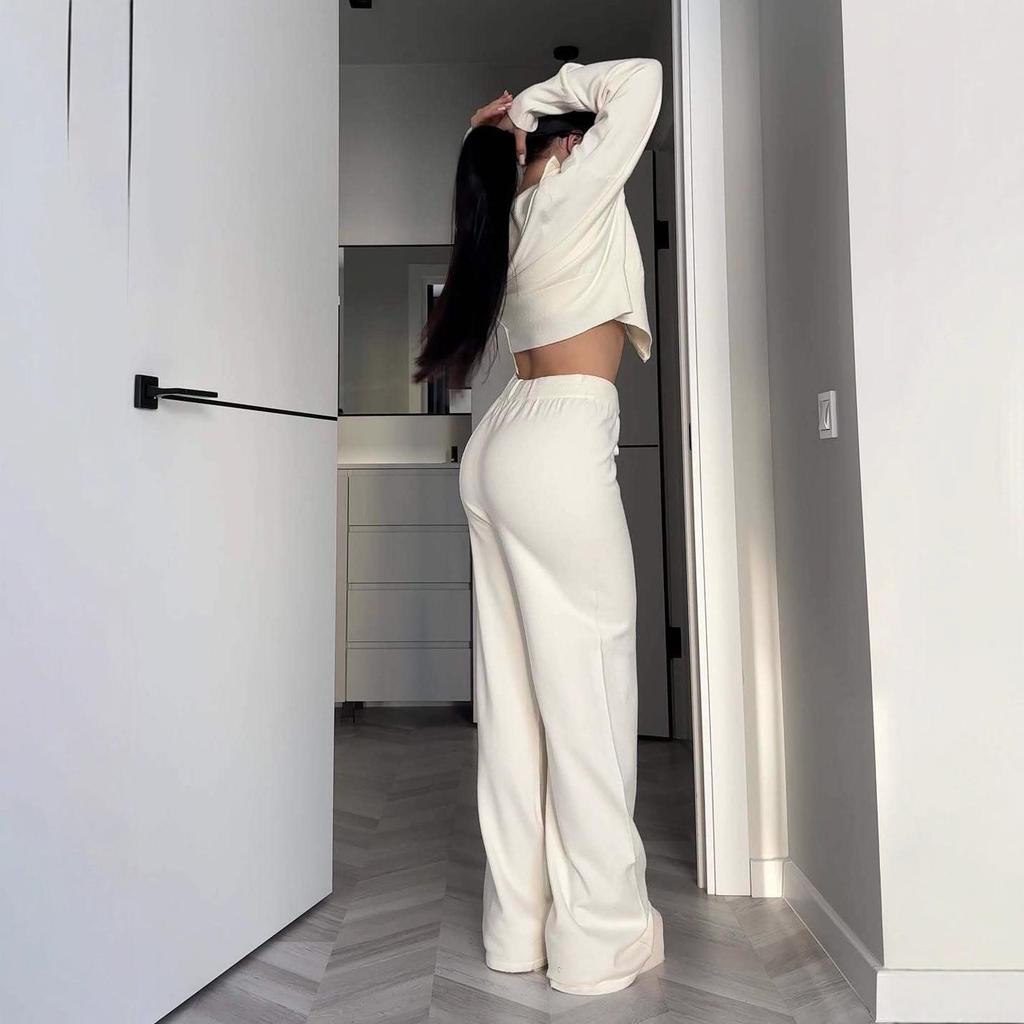 2025 Autumn Women's Fashion: Versatile Sweater, Collared Shirt & Pants Set