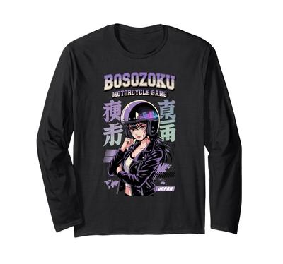 Fusazoku Anime Biker Girl Japan Street Style Japanese Long Sleeve T-Shirt