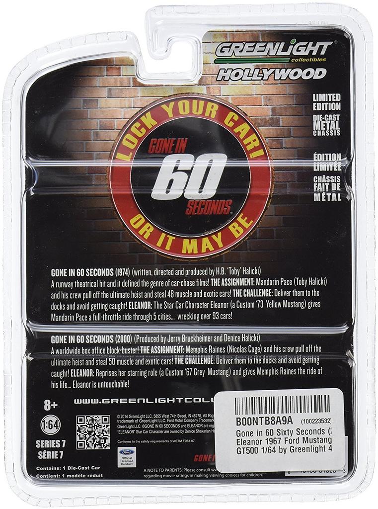 Gone In 60 Sixty Seconds 1967 Ford Mustang Shelby GT500 by Greenlight 44670e (2000) "Eleanor" 1/64