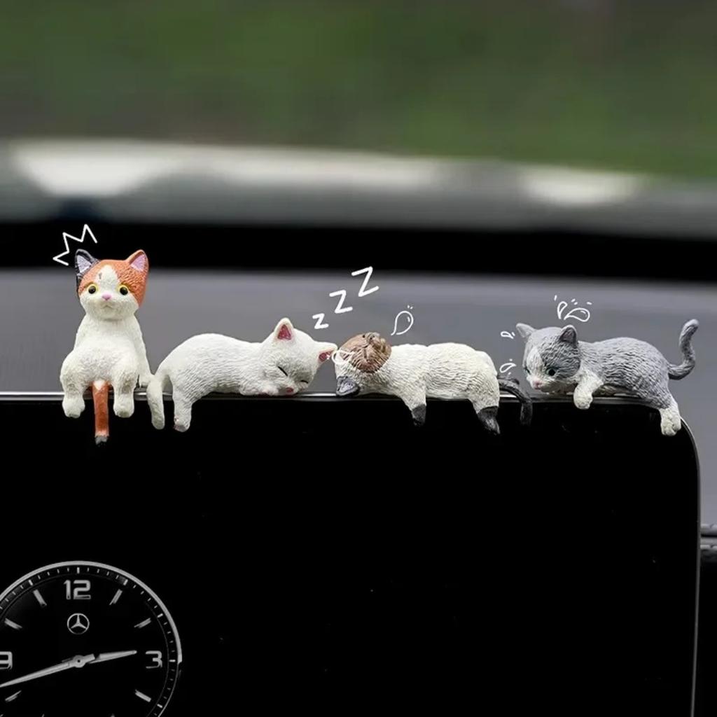 1/4PCS Kawaii Mini Cat Figurines Ornament Cartoon Kitten Statue Gifts For Kids Toys Children Room Decoration Miniature Figurines