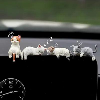 1/4PCS Kawaii Mini Estatuetas de Gato Ornamento Desenho Animado Estátua de Gatinho Presentes Para Crianças Brinquedos Decoração de Quarto Infantil Estatuetas Miniaturas