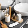 Multi Container Storage Trays Shower Shampoo Body Wash Cosmetics Dispenser Holder Bamboo Wood Tray Bathroom Kitchen Pot Holder