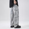 New American high street ink tie-dye multi-pocket straight pants casual three-dimensional pants men's cotton