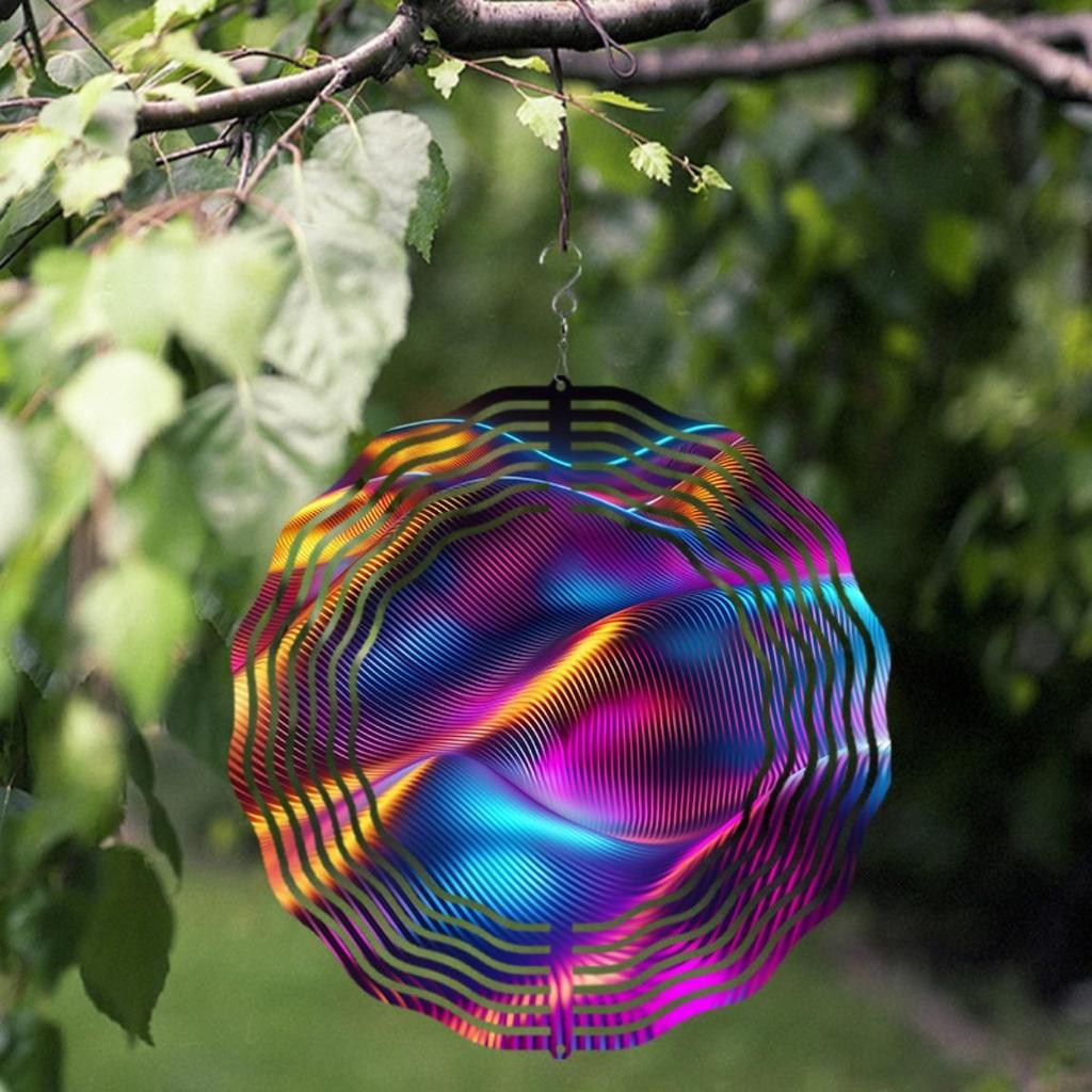 10 Inch Metal Wind Chime with Swivel Hook Vibrant Iridescent Reflective Design for Garden Patio Decor All Season Gift