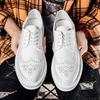 Men's Retro British Style Breathable Brogue Leather Shoes with Thick Soles In White