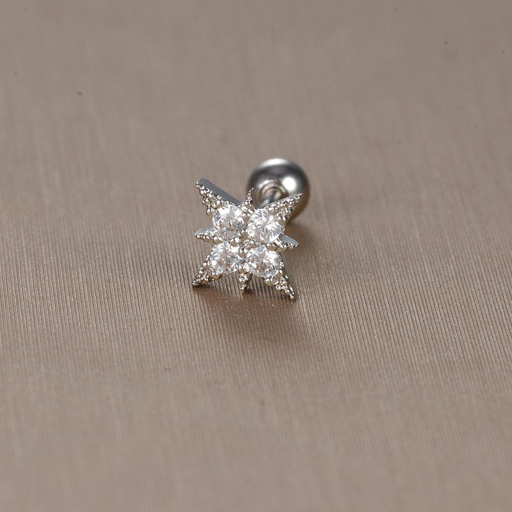 Gold Stainless Steel Earrings with Zircon Studs - Creative and Elegant Design