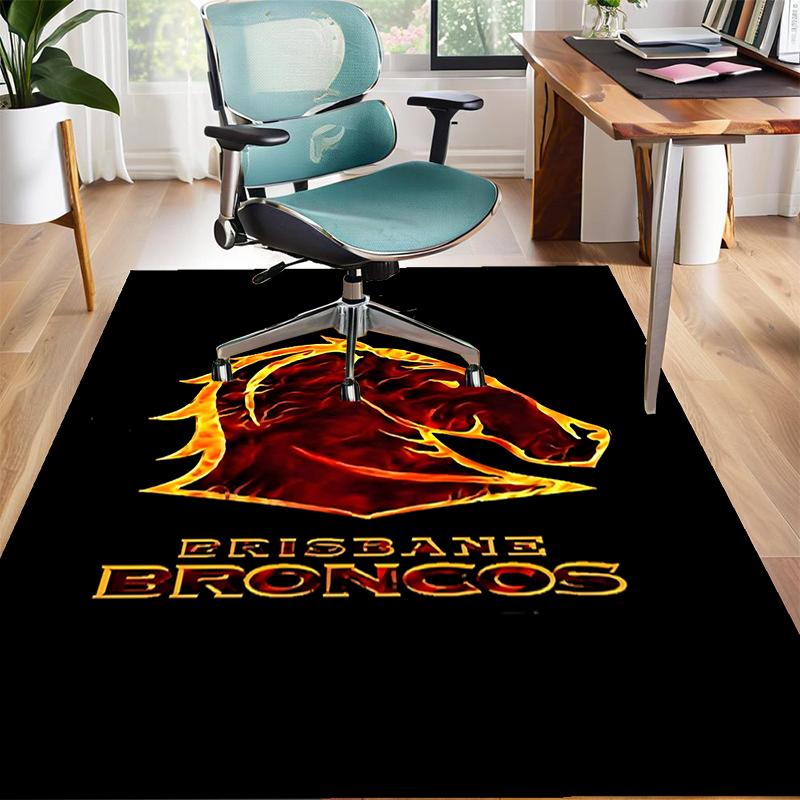 Brisbane Broncos Polyester Carpet, Soft Indoor Mat for Office Chair, Living Room, Computer Desk - Decorative Home Office Rug Design