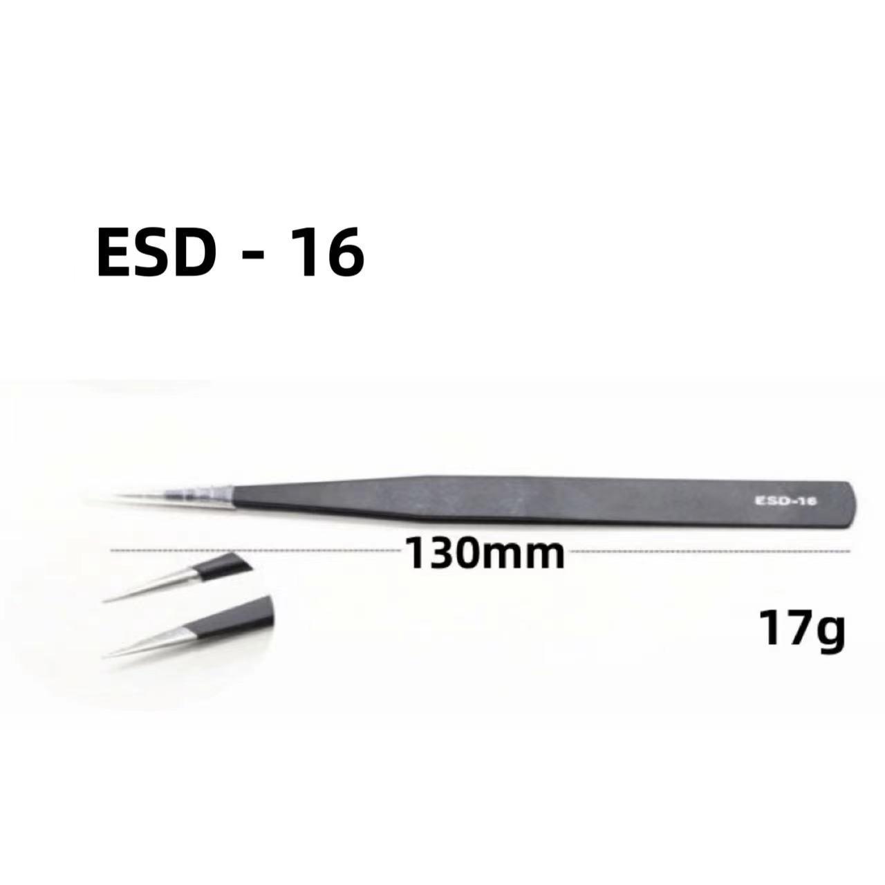 

Набор из 11 антистатических пинцетов ESD с острыми, изогнутыми и прямыми кончиками из нержавеющей стали в холщовой сумке для удаления волос и ресниц.