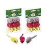 Cat Toy - Mouse - Pack of 9 Pieces - In Blister Pack - Grey/Red/Yellow