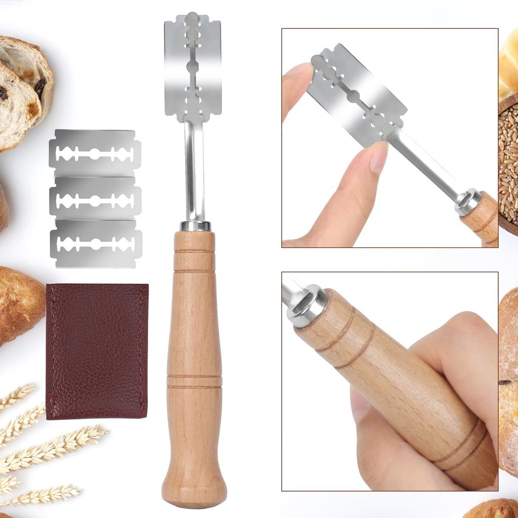 Bread Lame Tool Stainless Steel Sourdough Slashing Tool Dough Scoring Knife with 5 Razor Blades Bread Cutting Supplies