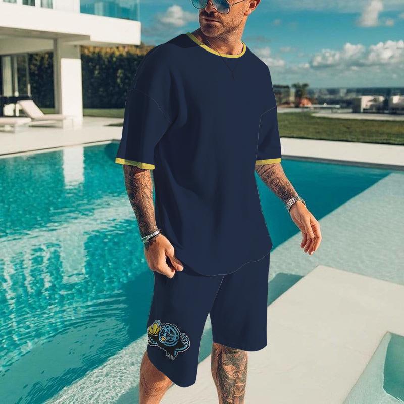Mode Herren Sportswear Sommer Gedruckt Lose Zwei Stück Casual Wear männer T-Shirt Shorts Sportswear Casual Trendy Strand Stil