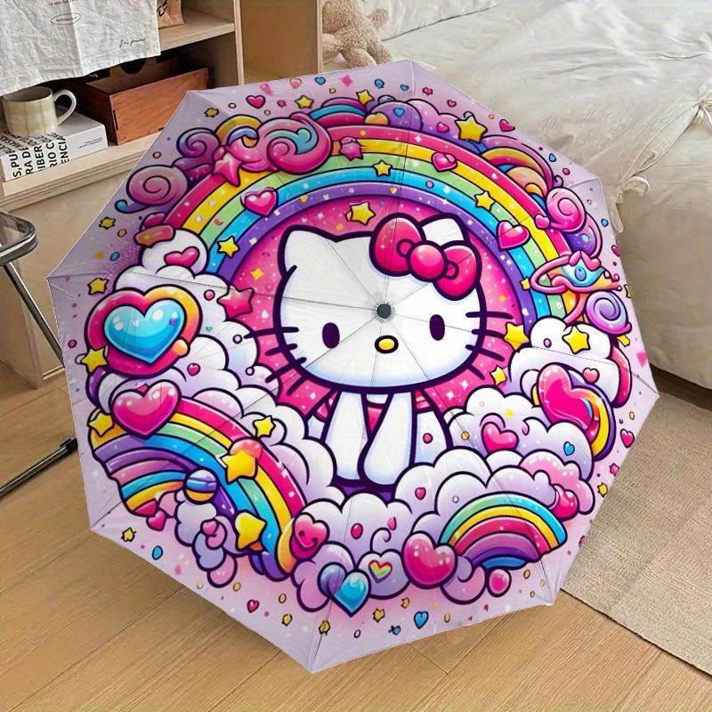 1pc Hello Kitty Rainbow Clouds Umbrella with Plastic Handle,Suitable for All Seasons Home Travel Outdoor UmbrellaSanlio531