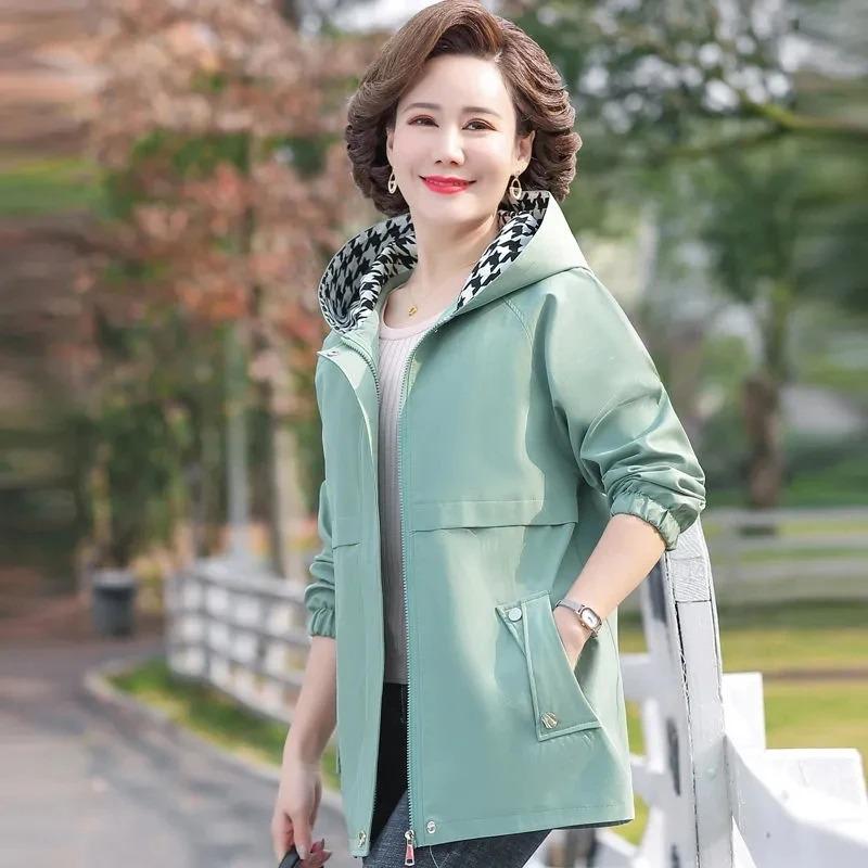 Lente Herfst Capuchon Trenchcoat Mode Casual Dames Windjack Middellang Buitenkleding Moeder Jassen