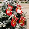Trimmed Plaid Festive Mini Christmas Stocking With Bell For Joyful Holiday Decor