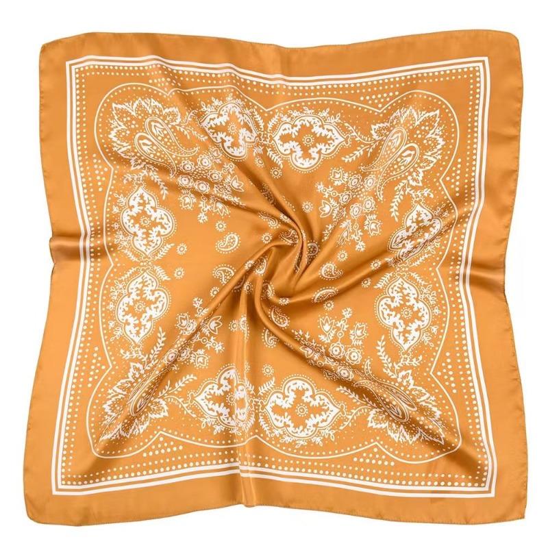 Women Scarf 70cm Black Hip Hop Bandana Kerchief Paisley Printed Hijab Headwear Wrist Hairwrap Square Scarves Print Handkerchief