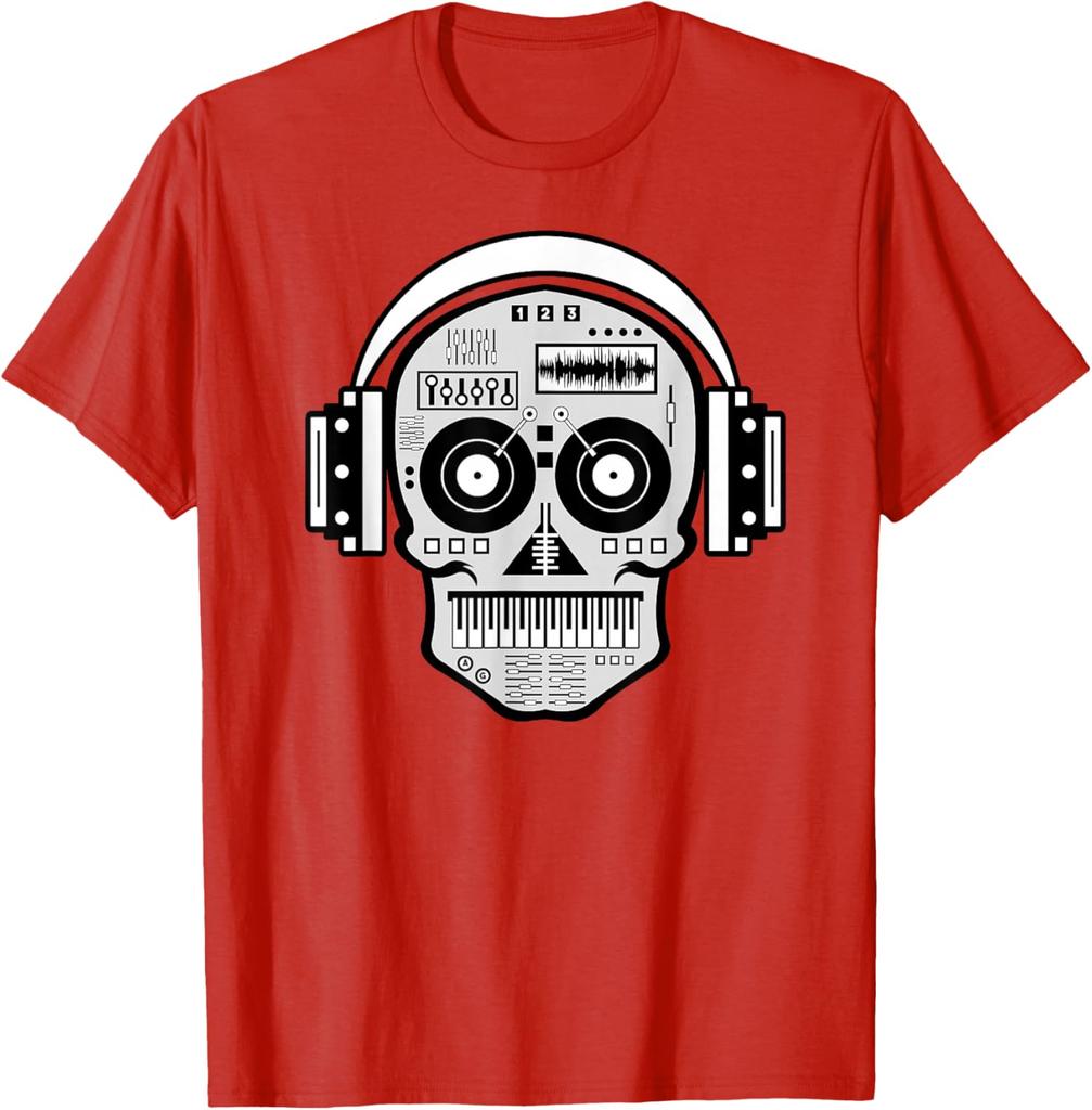 Sugarskull DJ Table Shirt Skull Disc Jockey Headphones TShirt