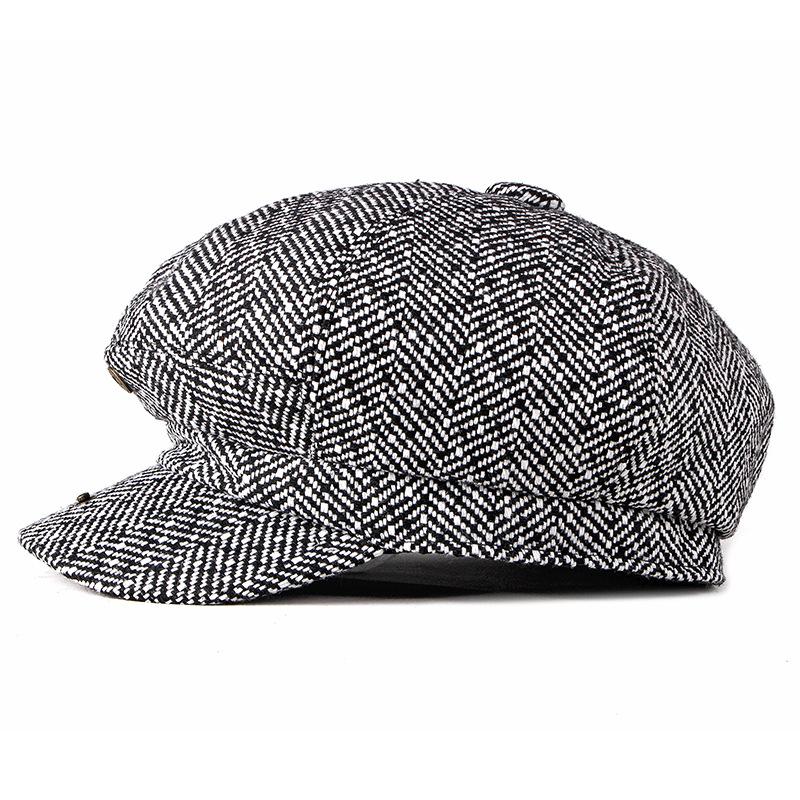 Autumn and Winter Knitted Wool Hat Women's Fashion British Fashion Octagonal Hat Men's Beret Cap Painter Hat