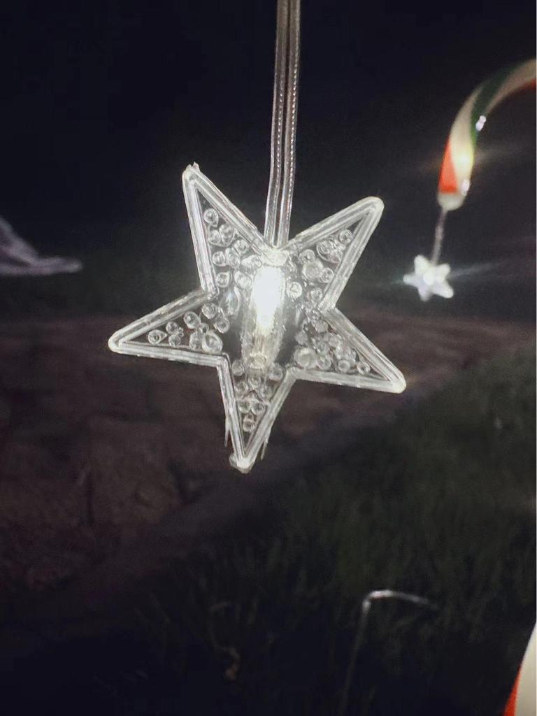 Solar-Powered Christmas Star & Snowflake Ornaments with Candy Cane Light Stakes