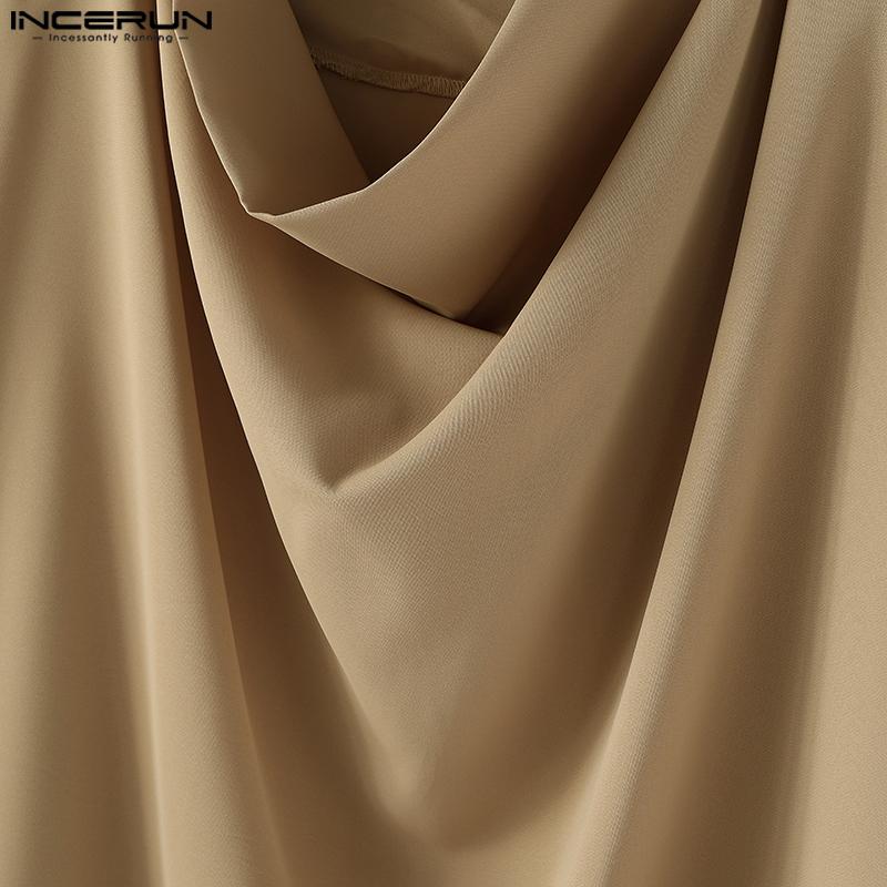 INCERUN Herren Swingkragen Halbarm Lässige Übergroße T-Shirts Tops