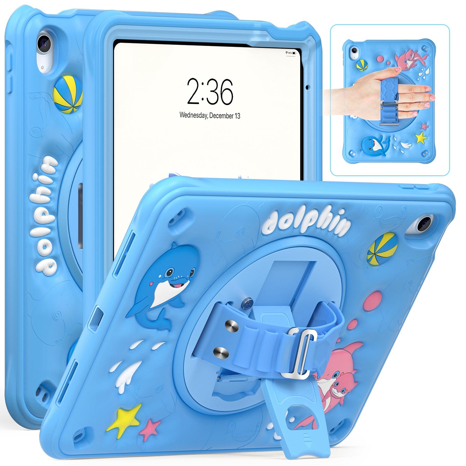 

For iPad (2025)/10.9 (2022) Case Cute Dolphin Kickstand PC+Silicone+TPU Tablet Cover A