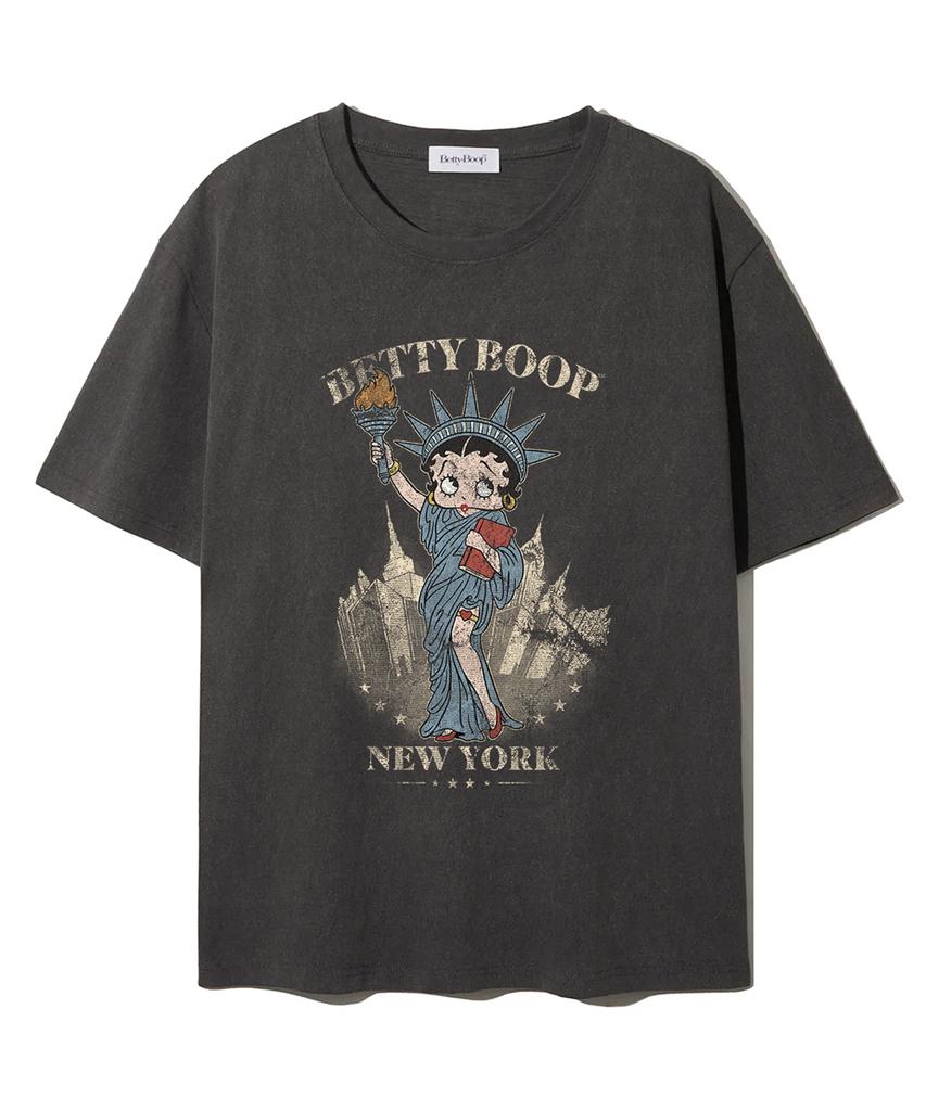 CNVS Betty Boop In New York Oversized Short Sleeve T-Shirt_Charcoal