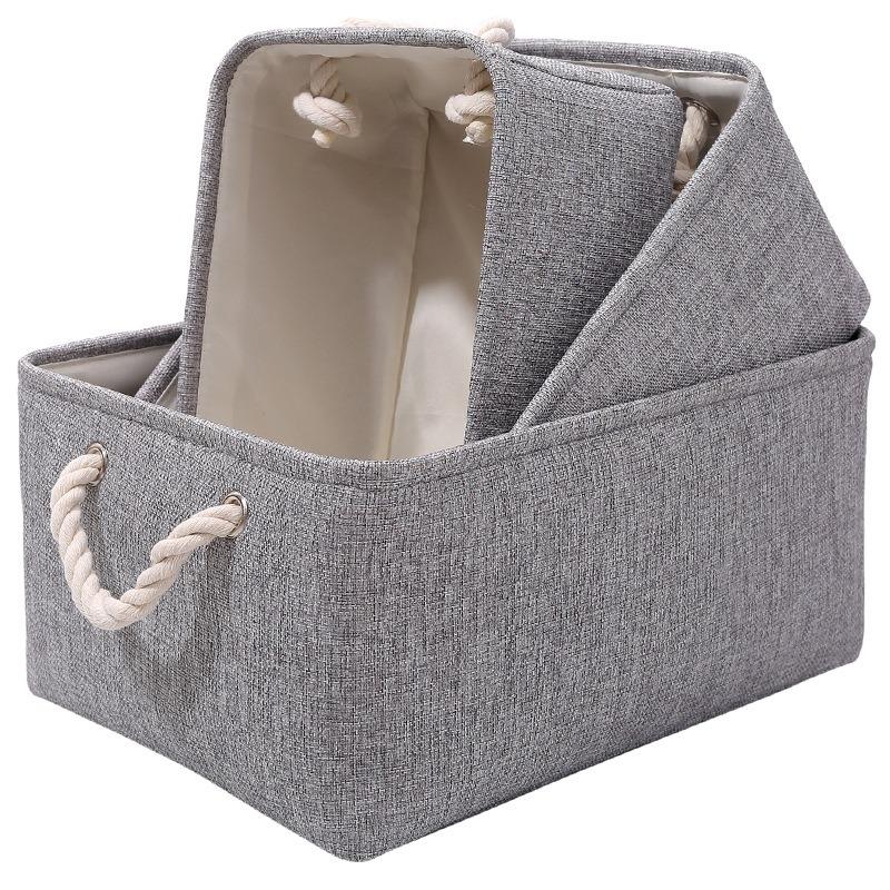 Desktop Miscellaneous Clothing Storage Rack Thick Cotton and Linen Solid Color Storage Basket Household Folding Storage Box