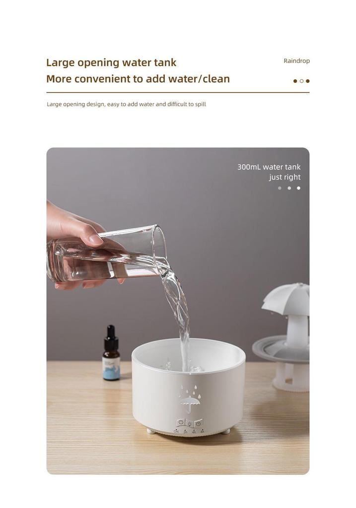 Rotating Water Drop Aroma Diffuser with Seven-Color Light and Large Mist Output