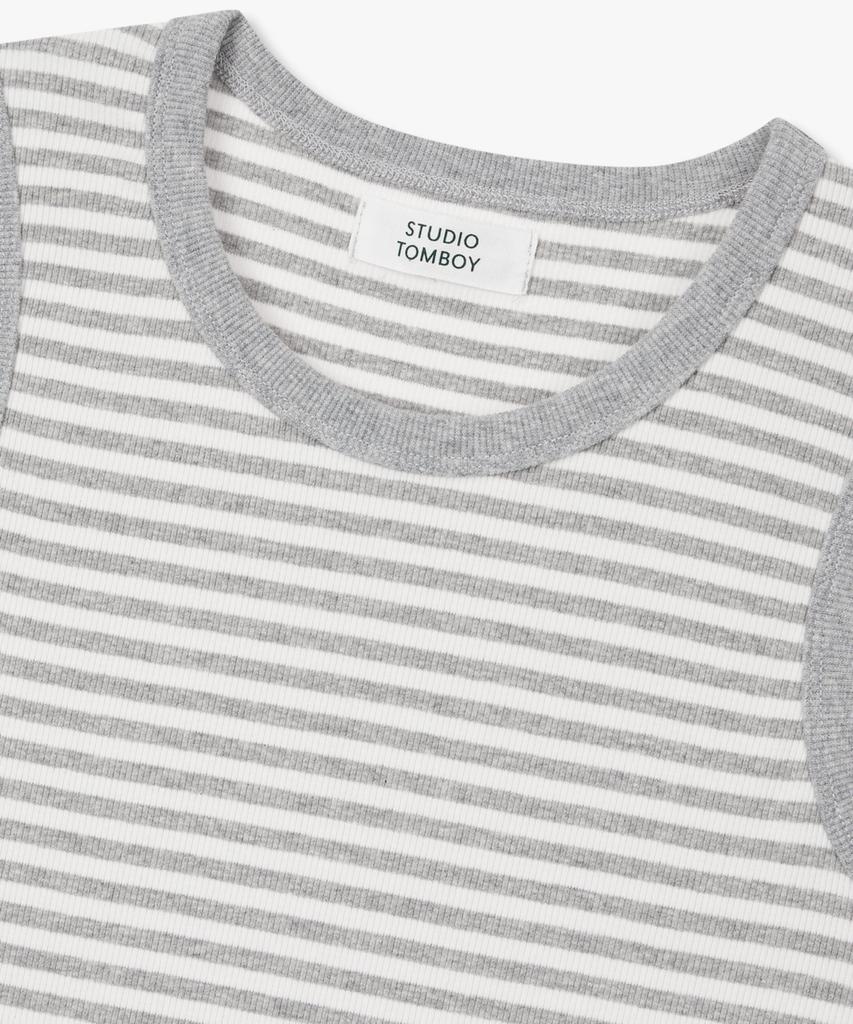 STUDIO TOMBOY Round Neck Sleeveless T-Shirt_Light Gray 9176222983