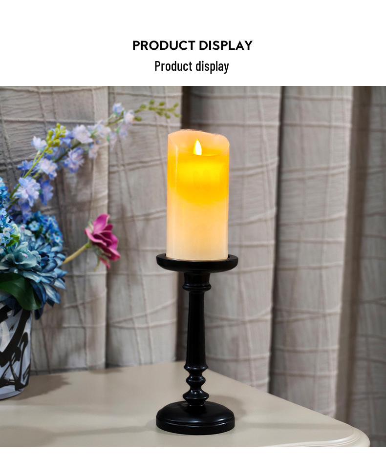 Antique European-Style Black Candlestick, Medieval Resin Ornament for Dining Table Decor.