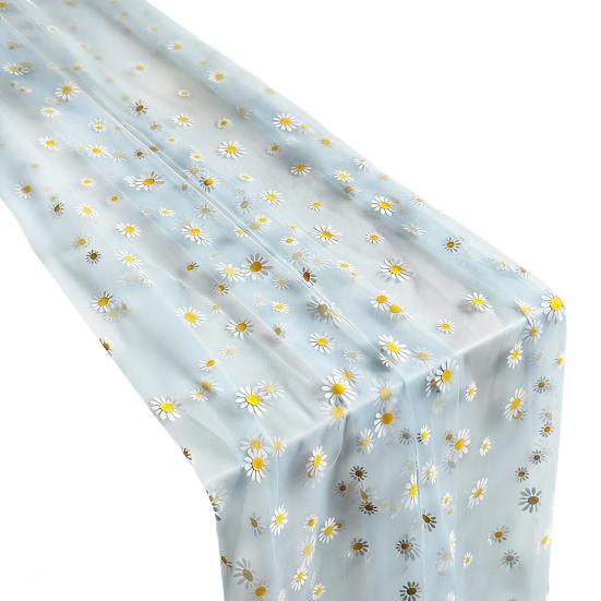 Tüll Gänseblümchen Tischläufer Frühling Blumiger Tischläufer Rustikaler Blumen Tischläufer für Hochzeit Babyparty Geburtstagsparty Bauernhaus Dekor
