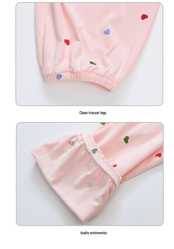 Girls' Long Sleeve Modal Pajama Set – Cartoon Design for Spring/Summer Home Wear