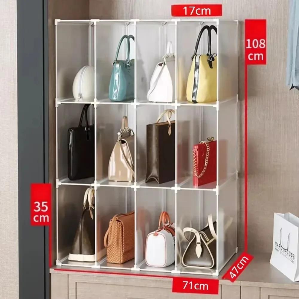 DIY Handbag Shelf Wardrobe Storage Cabinet Assemble Clothes Classify Detachable Transparent Divider Stackable Organizer Drawer