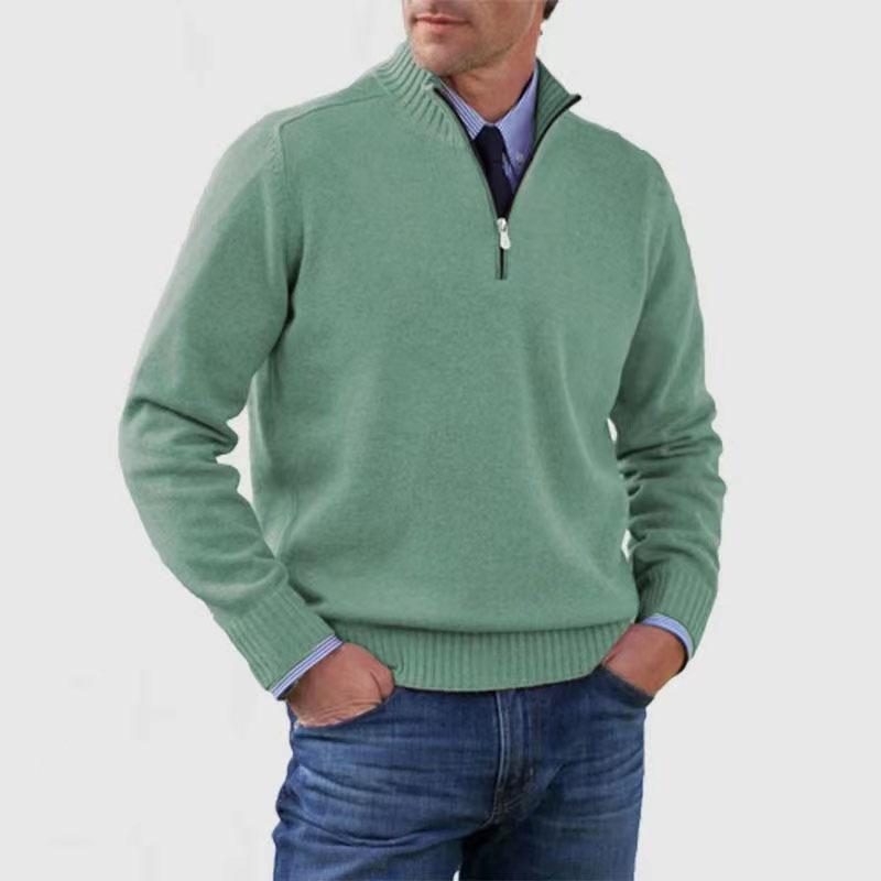 Autumn/Winter Men'S Plus-Size Knit Top, Zip-Up Knit Shirt, Warm Base Layer, Sweater For Men